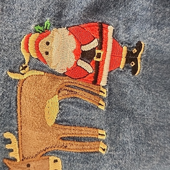 Christmas Denim Shirt. Long Sleeve, women's SizeXXL - Picture 11 of 12